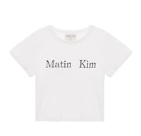 Matin Kim Logo Crop Top In White (Preorder)