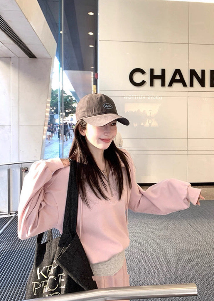 Kelly Designs Two-Piece Hoodie & Midi Skirt Set - Pink/Grey (Instock)