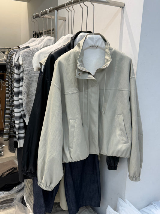 Korean APM Collection Pu Leather Beige Jacket (Instock)