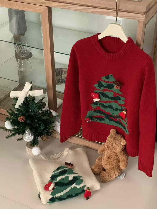 Kelly Designs Christmas Tree Red Wool Sweatshirt (Instock)