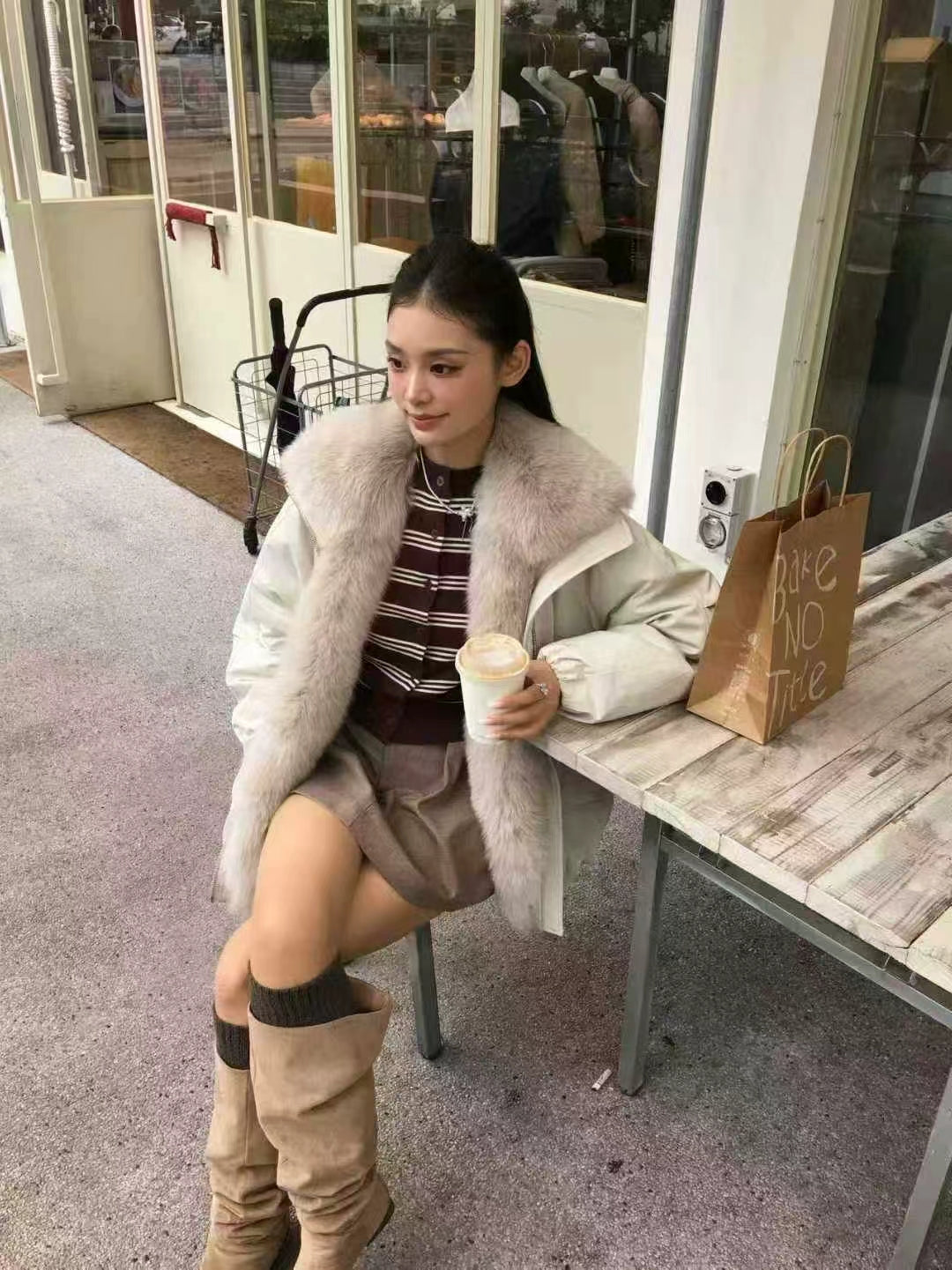 Kelly Designs Goose Down Jacket with Genuine Fox Fur Trim (Preorder)