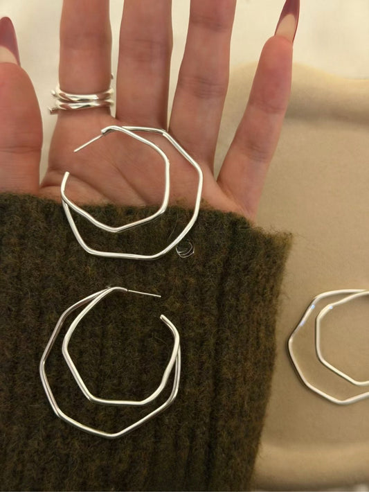 Kelly Designs 925 Silver Wavy Geometric Hoop Earrings (Instock)