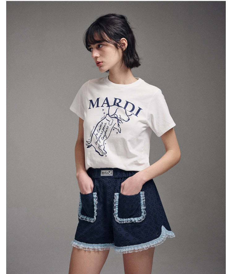 Mardi Mercredi SLIM TSHIRT SWING THE TAIL DDANJI_IVORY NAVY (Instock)