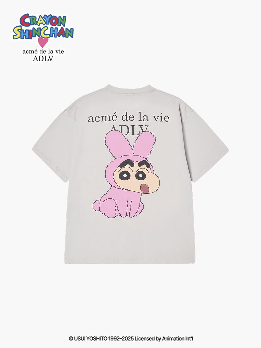 ADLV FUZZY RABBIT SHINCHAN SHORT SLEEVE LIGHT GREY T-SHIRT (Instock)