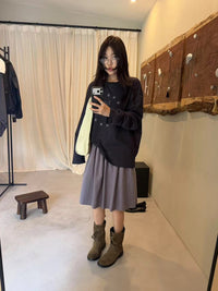 Kelly Designs Corduroy Semi-Elastic Midi Skirt (Instock)