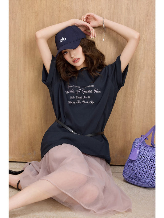 Kelly Designs Letters Oversize Navy TShirt (Instock)