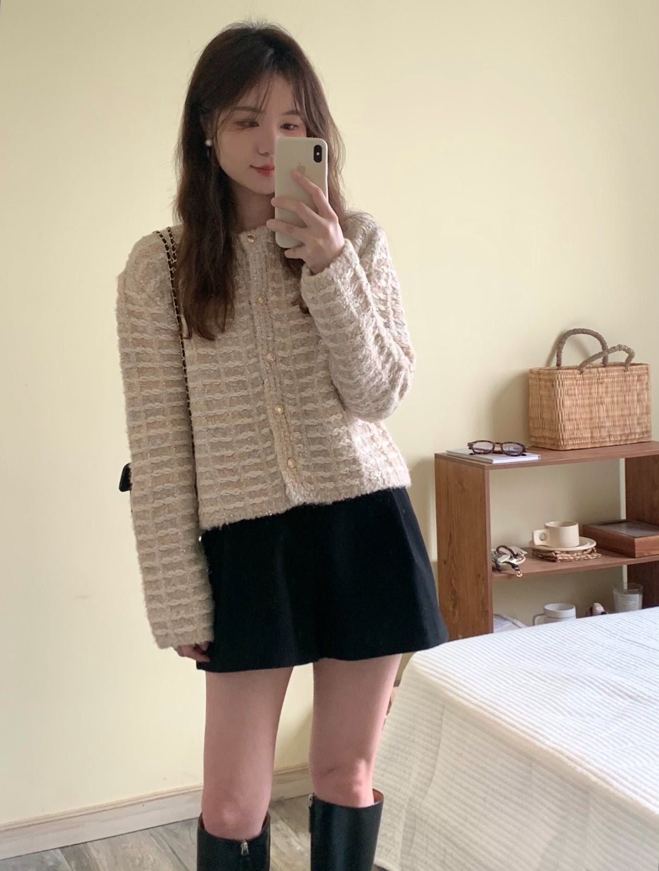 Korean APM Collection Ounce Chanel Styles Beige Cardigan (Instock)