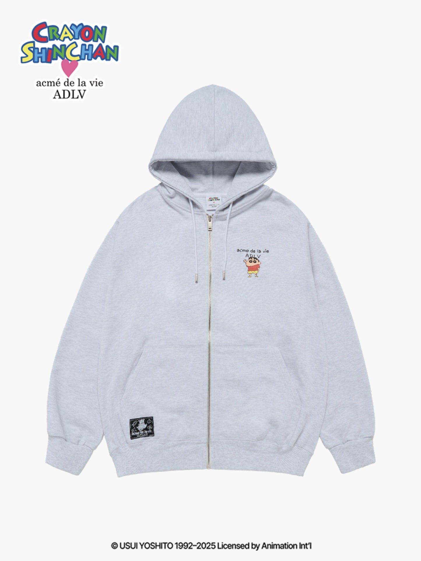 ADLV SHINCHAN BASIC LOGO HOODIE ZIP UP- Light Grey (Instock