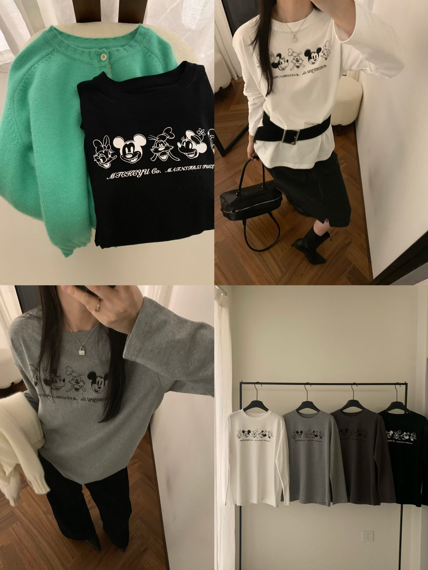 Kelly Designs Brushed Cotton Long-Sleeve Tee – Mickey Mouse Print (Instock)