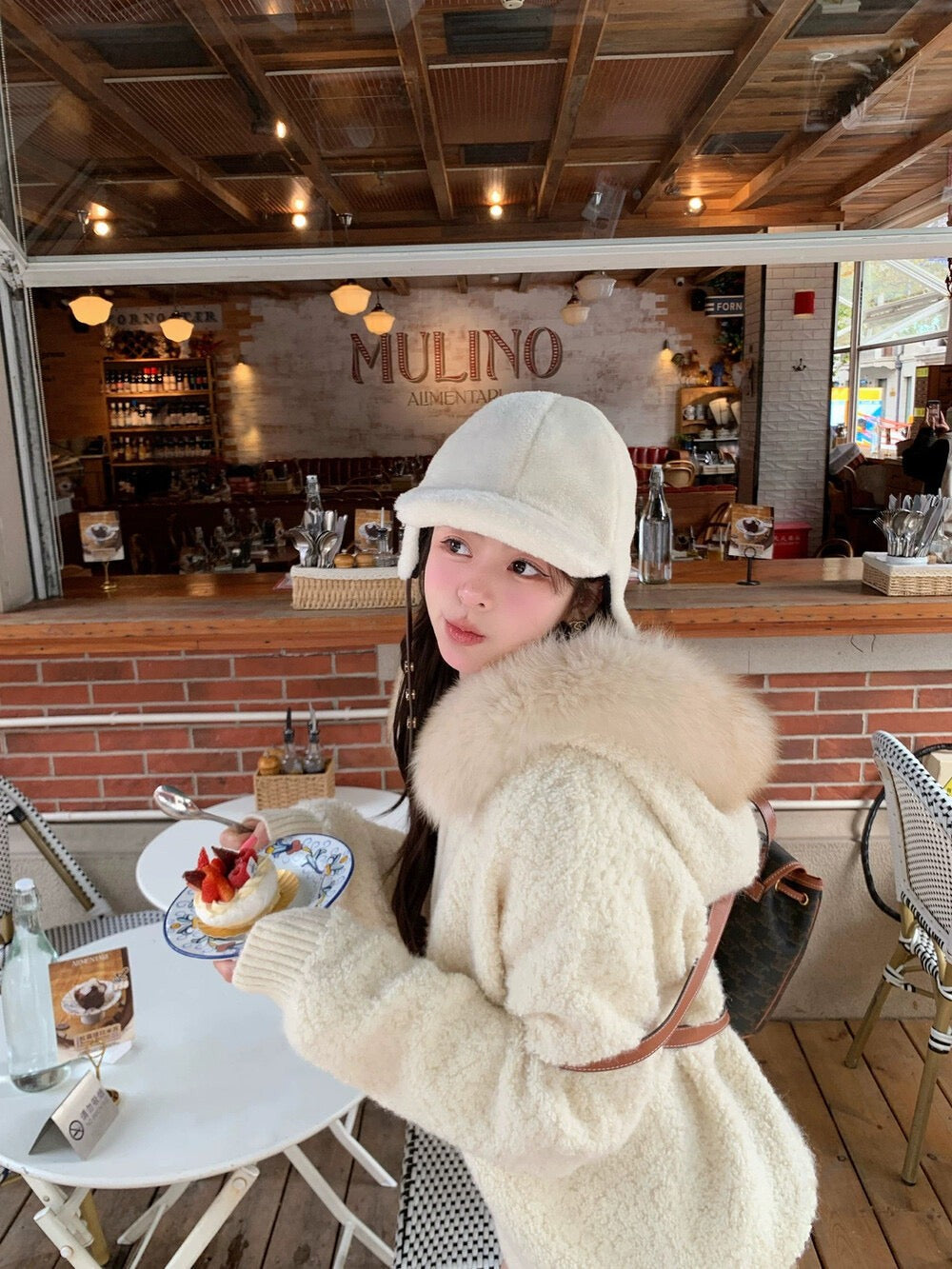 Kelly Designs Fox fur hoodie cardigan (Instock)