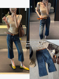 Kelly Designs Vintage Wash Cropped Flare Jeans (Instock)