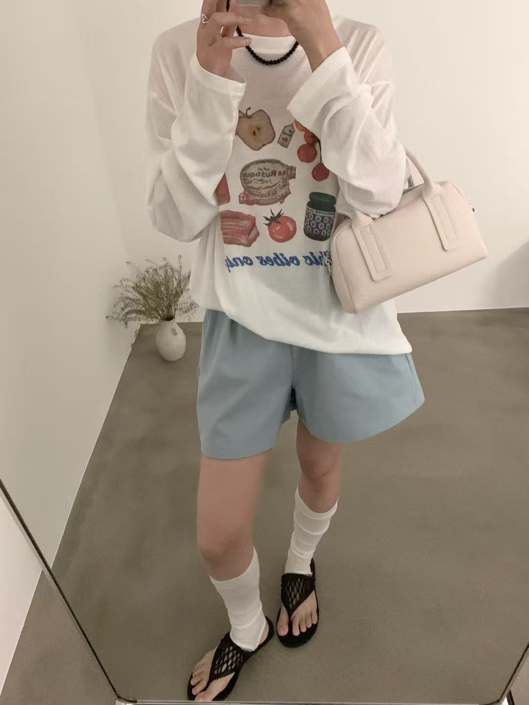 Kelly Designs Casual Graphic Sun Shirt – Groceries Long Sleeve & Blue Shorts (Instock)