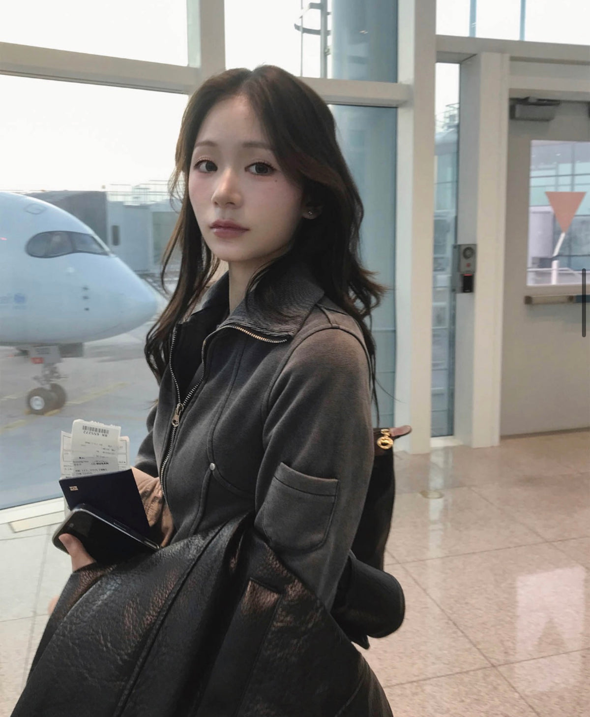 Korean Collection Washed Charcoal Two-Way Zip Jacket (Instock)