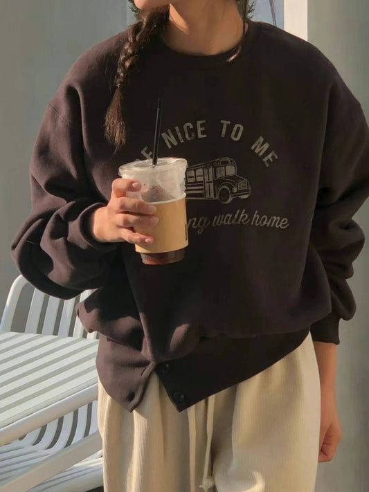 Korean APM Collection Brown Car Napping Sweatshirt (Instock)