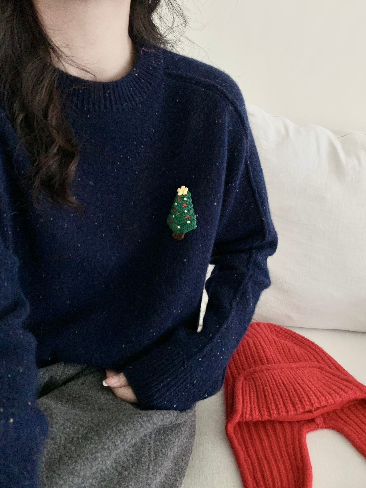 Kelly Designs Christmas Tree Four Color Camel Wool Sweatshirt(Instock)