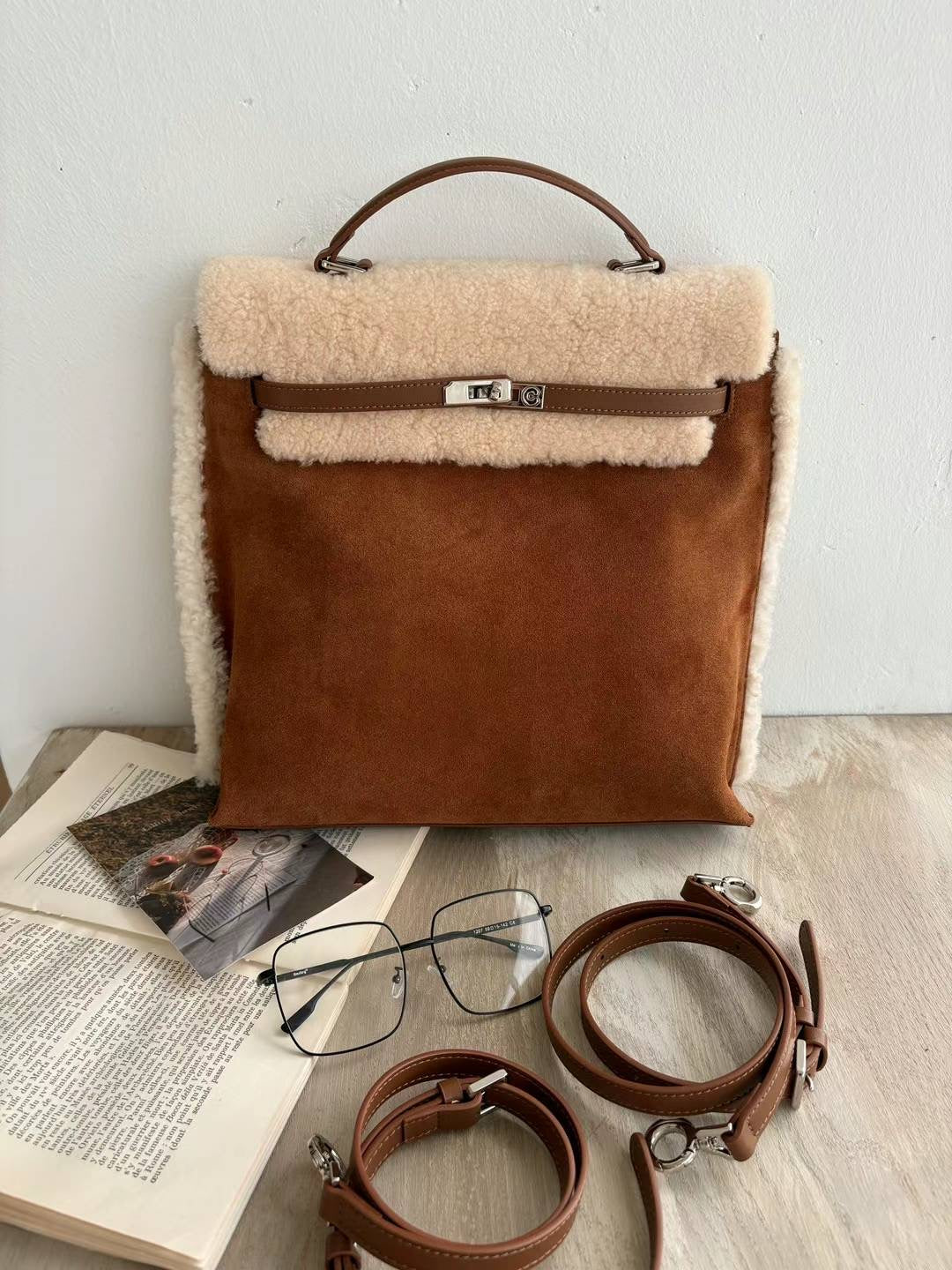 Korean APM Collection Brown Shearling Two Way Bag (Soldout)