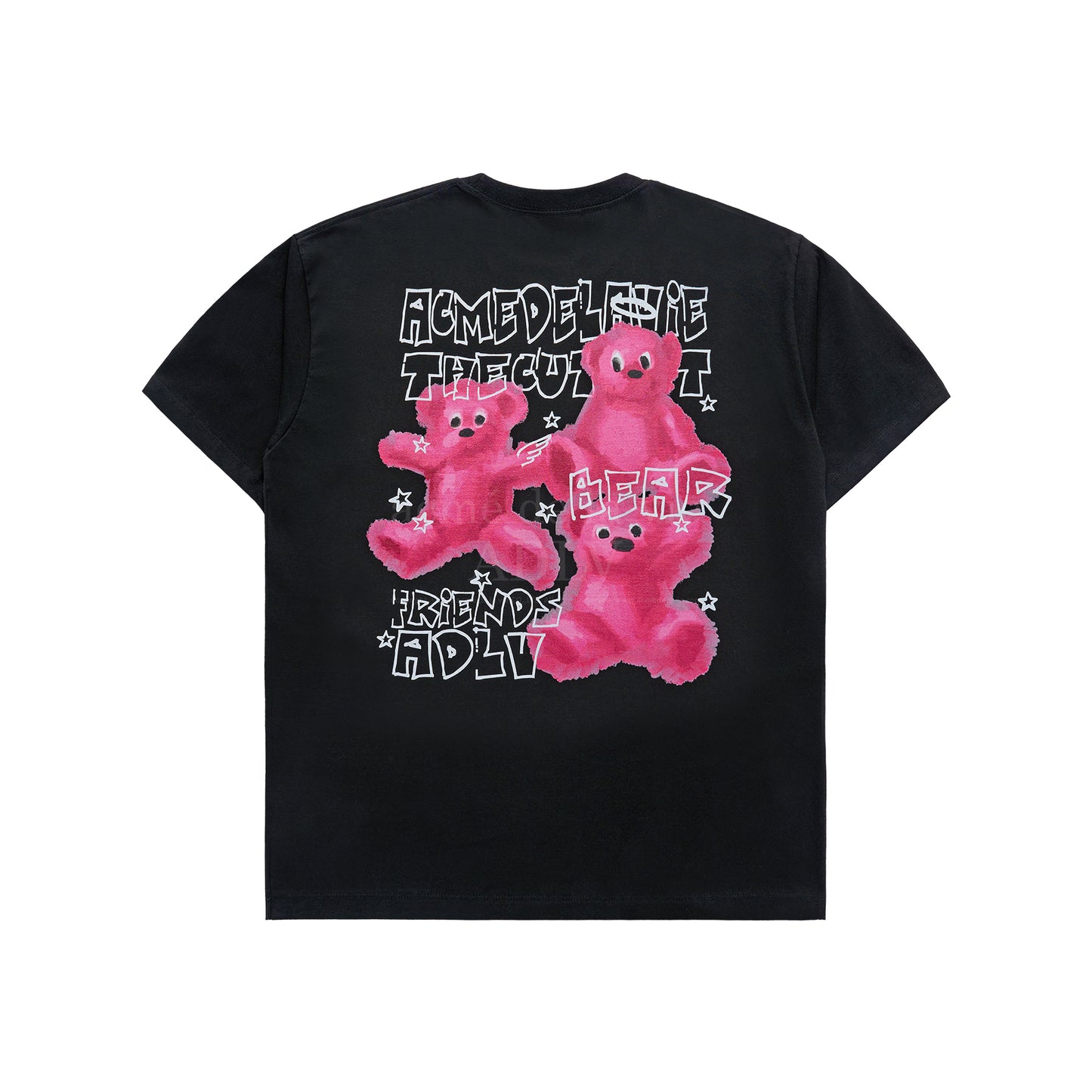 ADLV CRAYON THREE BEAR ARTWORK SHORT SLEEVE BLACK T-SHIRT (Instock)