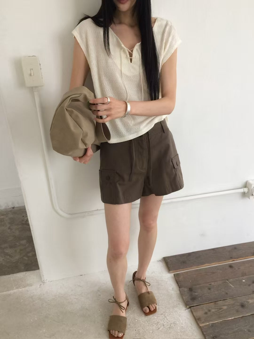 Korean APM Collection Cargo Pocket Shorts – Khaki (Instock)