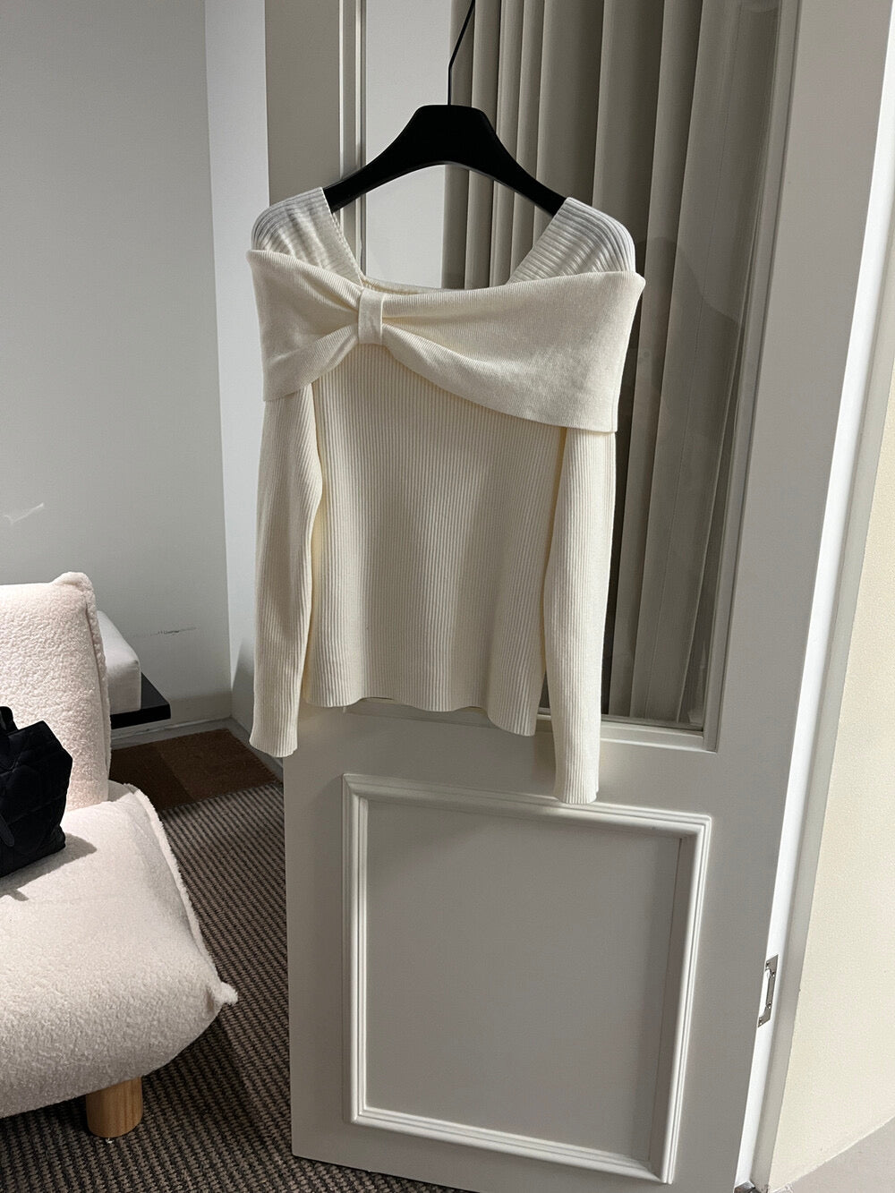 Kelly Designs French-Style Off-Shoulder Ribbed Knit Top – Soft & Fitted (Instock)