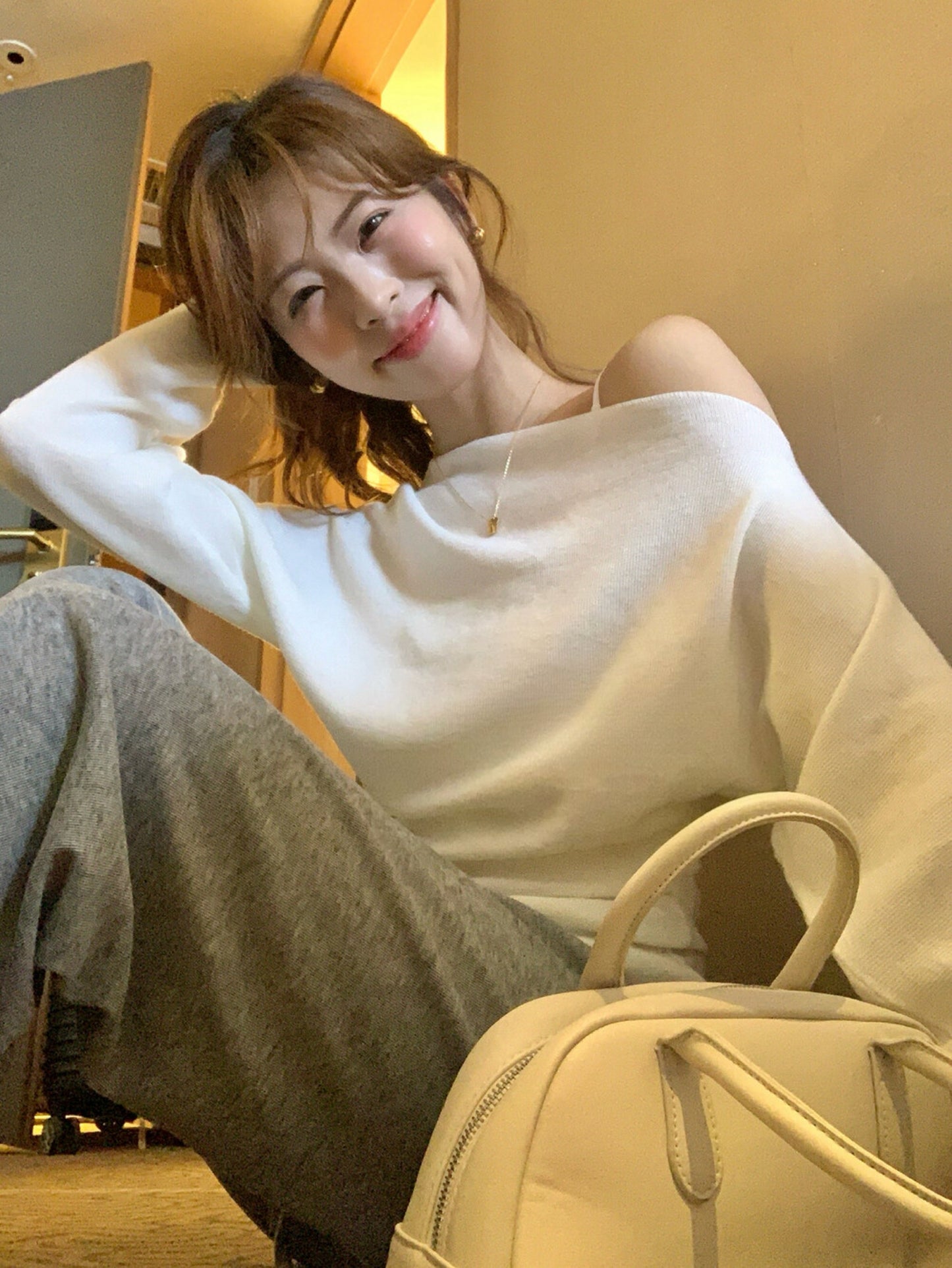Kelly Designs multiples Colors Off-Shoulder Slim Fit Knit Top (Instock)