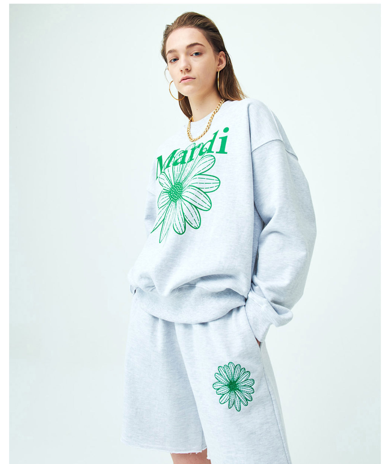 Mardi Mercredi SWEATSHIRT FLOWERMARDI_ GREEN(Preorder)