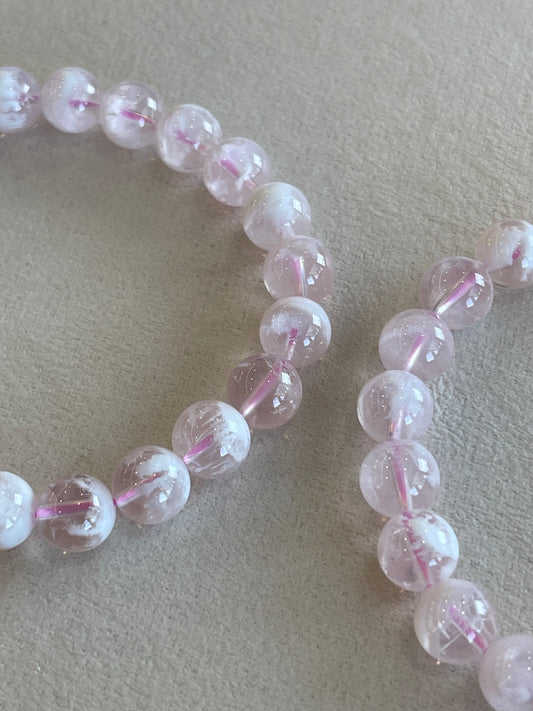 Kelly Designs Natural Pink Ghost Crystal Bracelet (Instock)