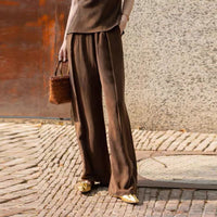 Kelly Designs Premium Cupro Wide-Leg Pants - Special Brown (Instock)