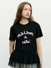 MAISON DE ROLA EMBROIDERY T-SHIRT BLACK (Preorder )