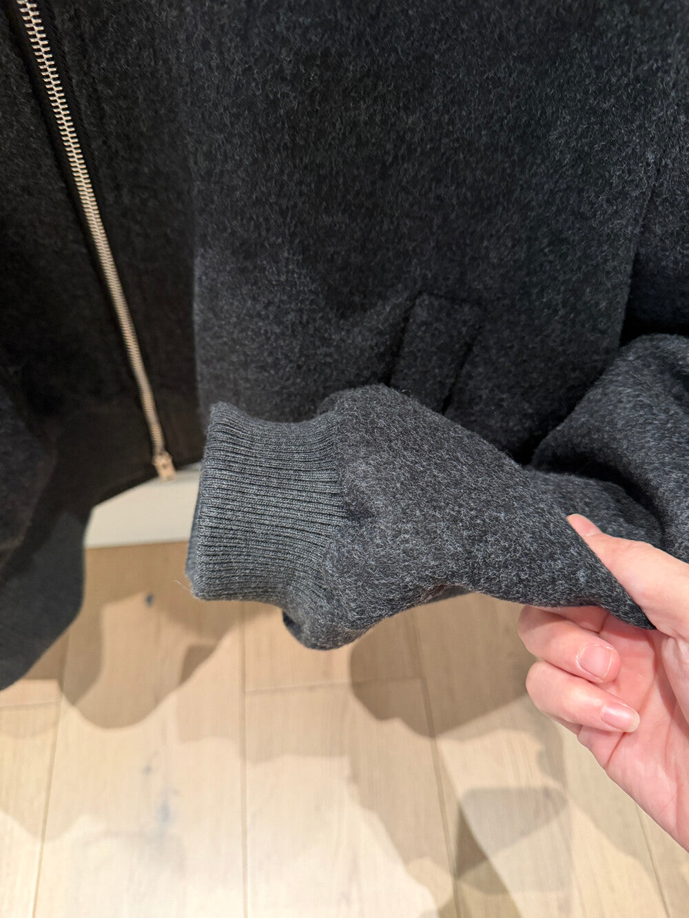 Kelly Designs Minimal Wool-Blend Short Goose Jacket with Detachable Raccoon Fur Collar (Instock)