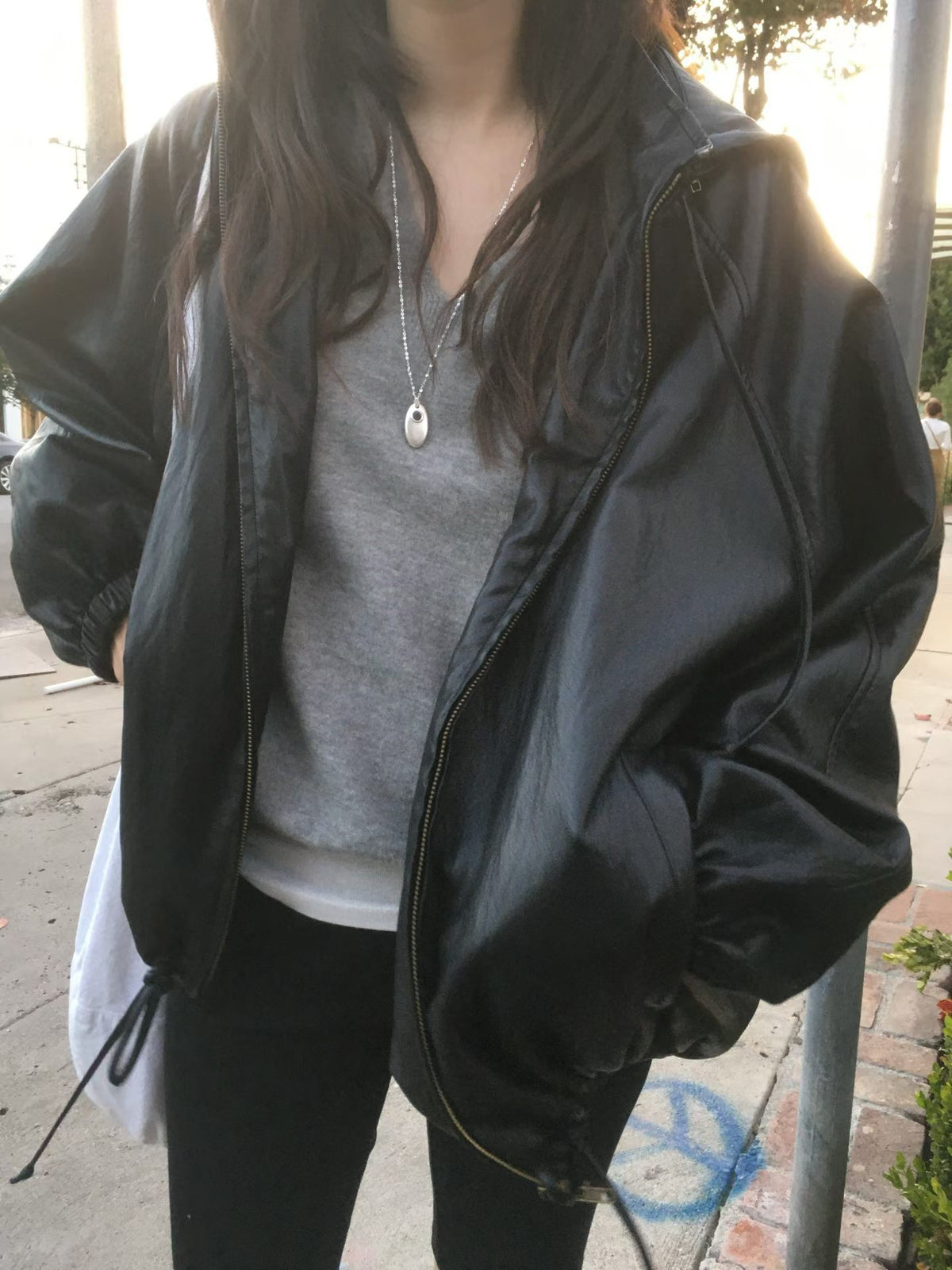 Korean Vintage Hooded Faux Leather Jacket (Instock)