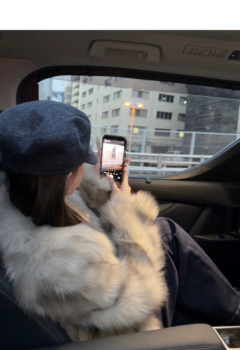 Kelly Designs 2 Colors Fox Fur Jacket with V Neck (Instock)