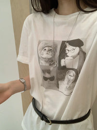 Kelly Designs Cartoons Oversize Kittens White TShirt (Instock)