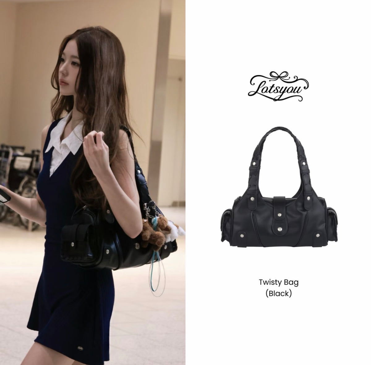 LOTSYOU Twisty Bag Black – Jang Wonyoung’s Style (Preorder)