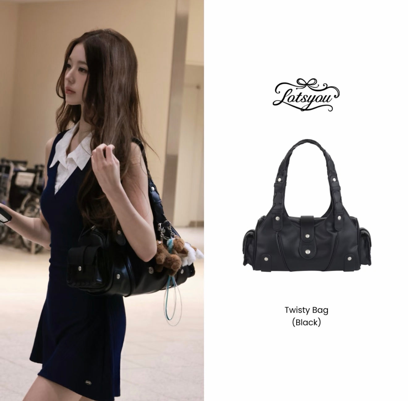 LOTSYOU Twisty Bag Black – Jang Wonyoung’s Style (Preorder)