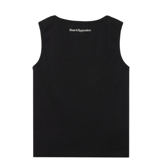 Rest & Recreation WIDE U-NECK TANK TOP - BLACK (Preorder)