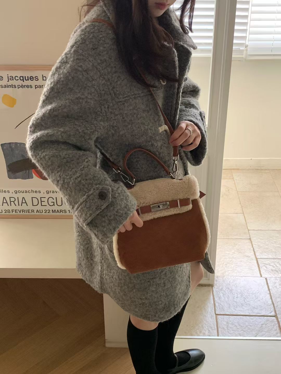 Korean APM Collection Stuffy Two Colors Leather Bag (Instock)