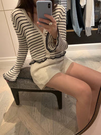 Korean APM Collection White Stripe Cardigan (Instock)