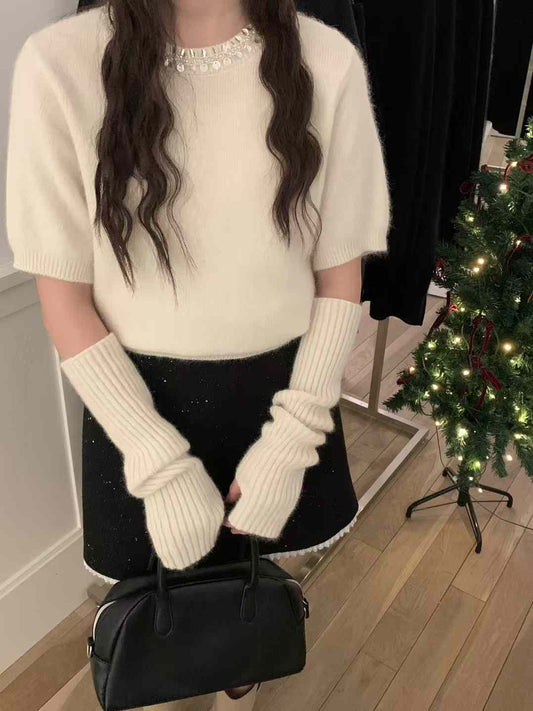 Kelly Designs Gloves and White Top Shiny Set (Instock)