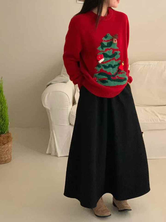 Kelly Designs Christmas Tree Red Wool Sweatshirt (Instock)