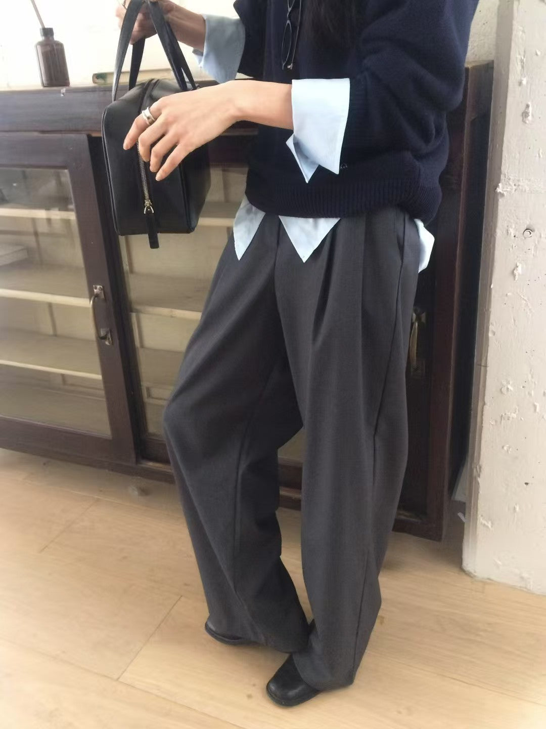 Korean APM Collection Two Colors Suit Pants - Half Elastic Designs (Instock)