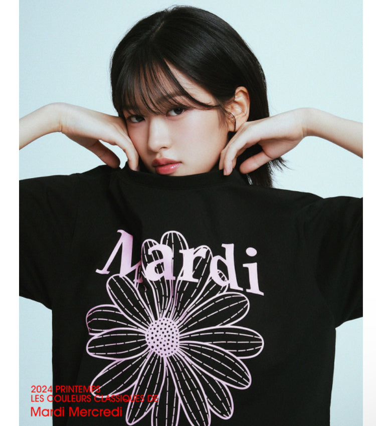 Mardi Mercredi TSHIRT FLOWERMARDI_BLACK PINK(Instock)