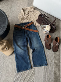 Kelly Designs Vintage Wash Cropped Flare Jeans (Instock)