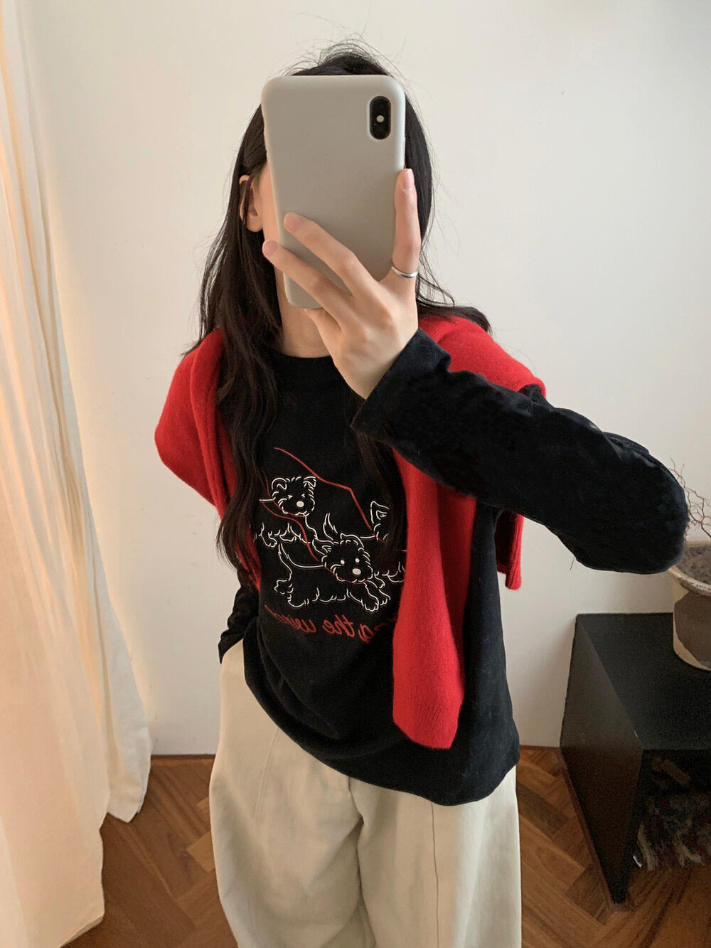 Kelly Designs “Chasing the Wind” Puppy Graphic Long-Sleeve Tee(Instock)