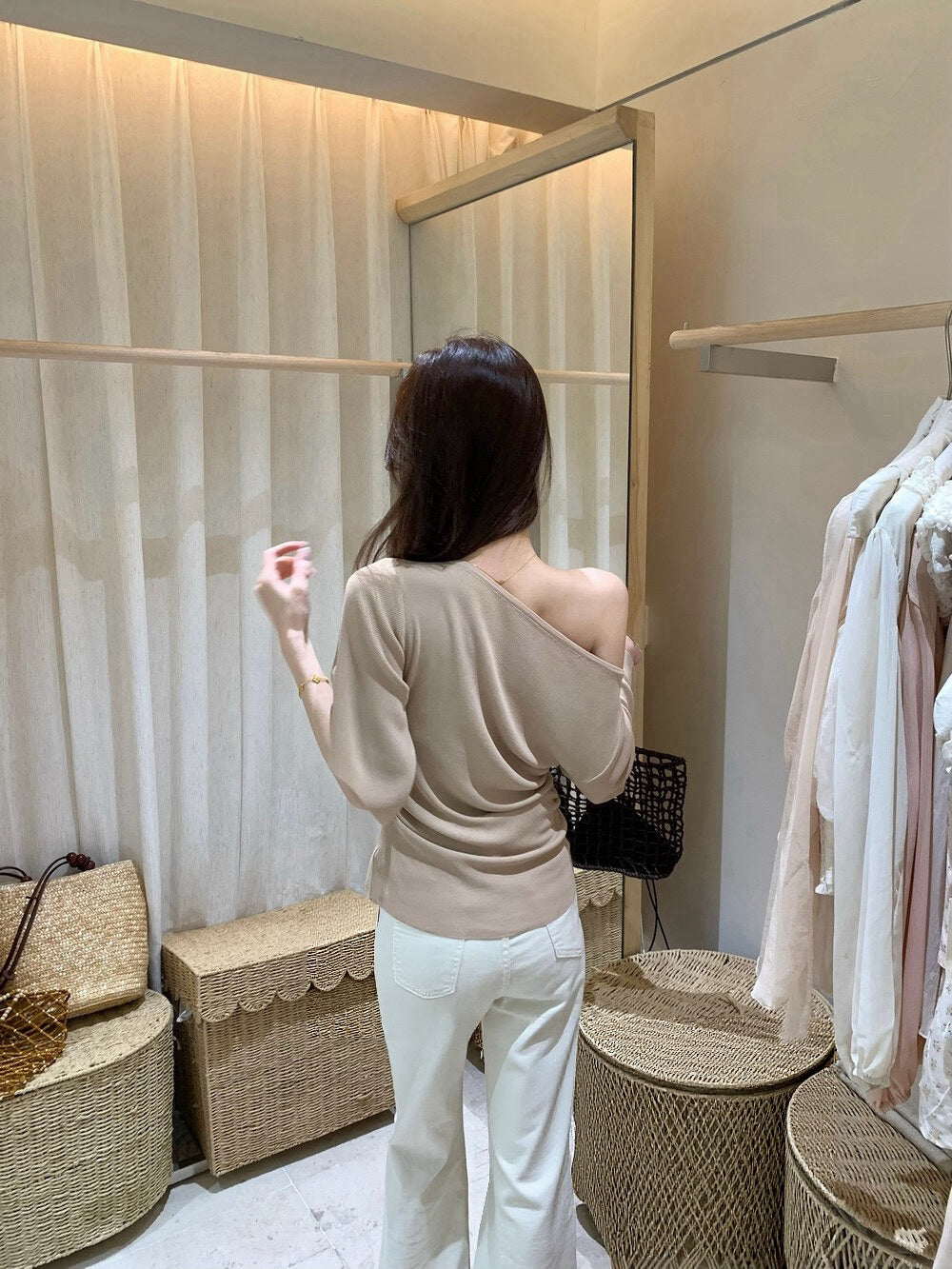 Kelly Designs Asymmetrical Off-Shoulder Slim Top - 2 Colors (Instock)