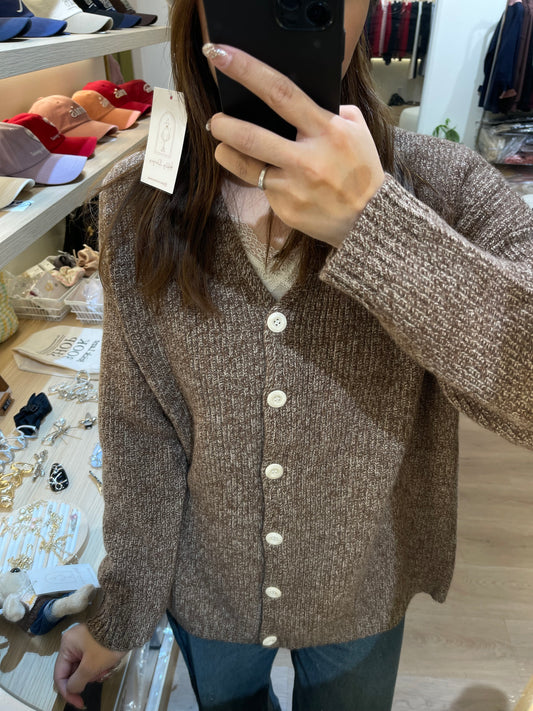 Kelly Designs Mix Brown Wool Cardigan (Instock)