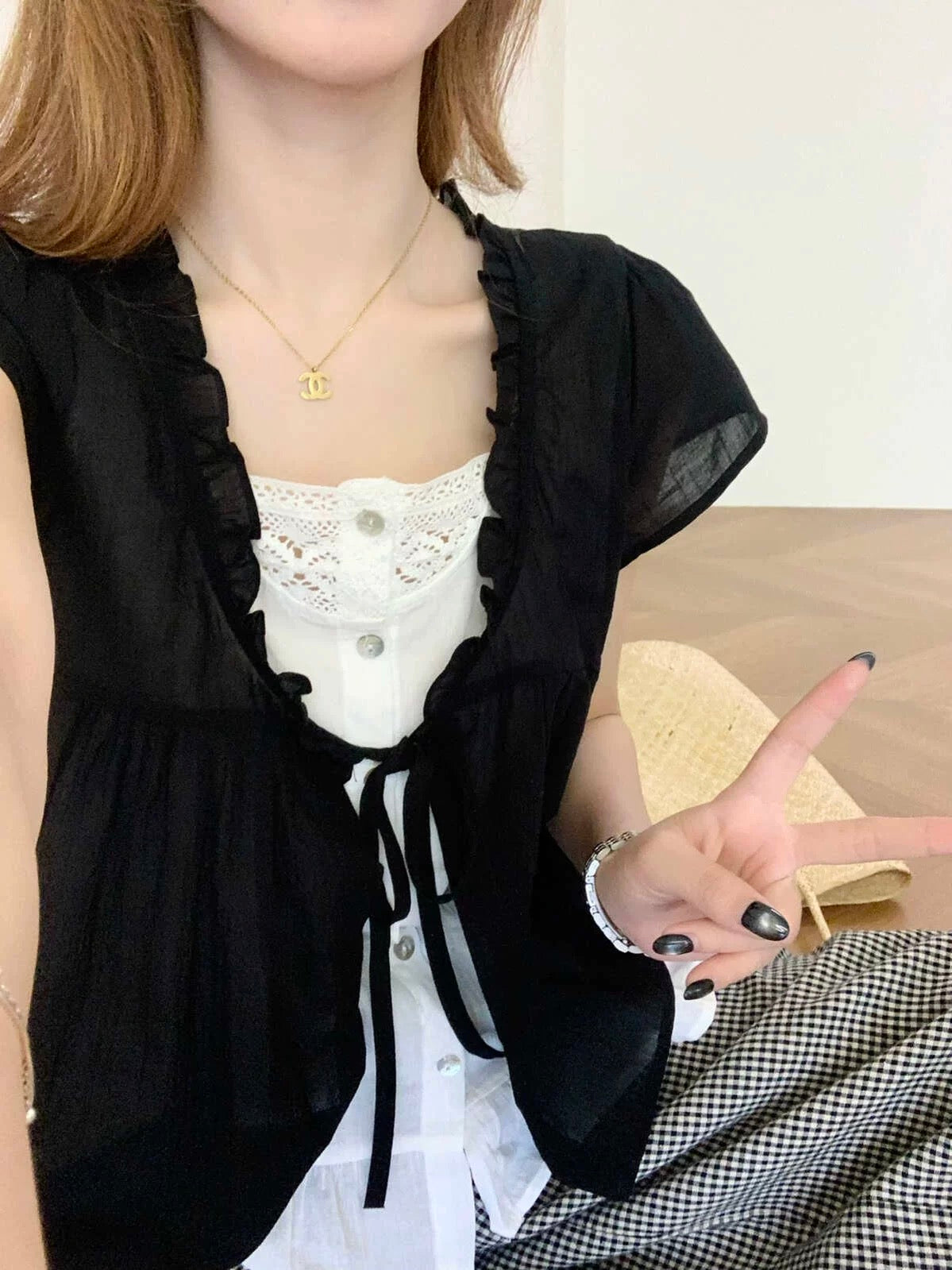 Kelly Designs Fake 2pc Black Top and Pants(Instock)