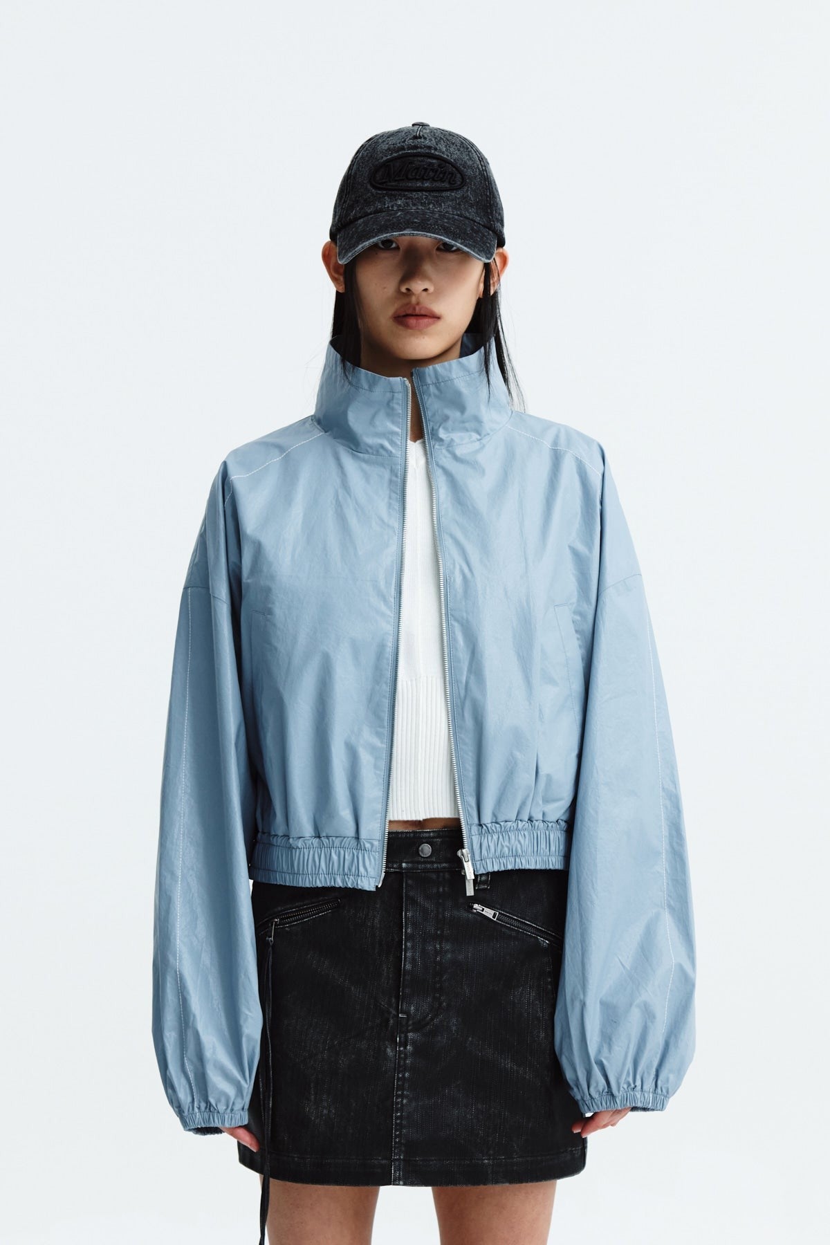 MATIN KIM MATIN COATING CROP BLOUSON IN SKY (Instock)