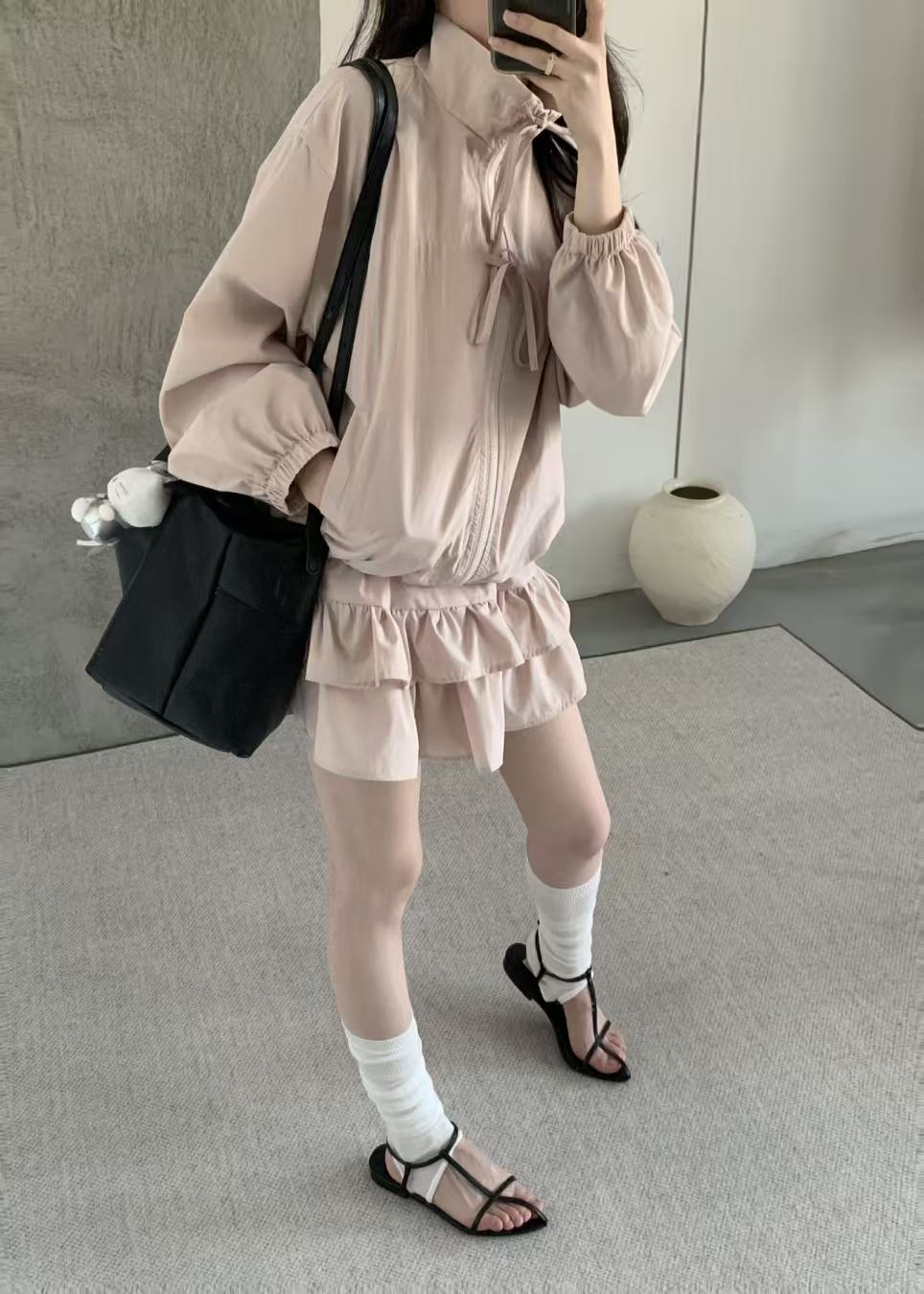 Kelly DesignsSun protection Jacket & Skirt Shorts Set - Pink/White (Instock)