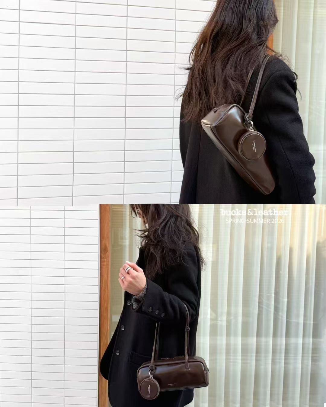 Korean APM Collection BUCKS&LEATHER Dark Brown Leather Bag (Instock)