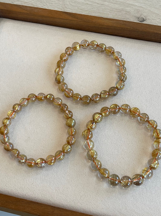Kelly Designs Rutilated Quartz Natural Crystal Bracelet (Instock)